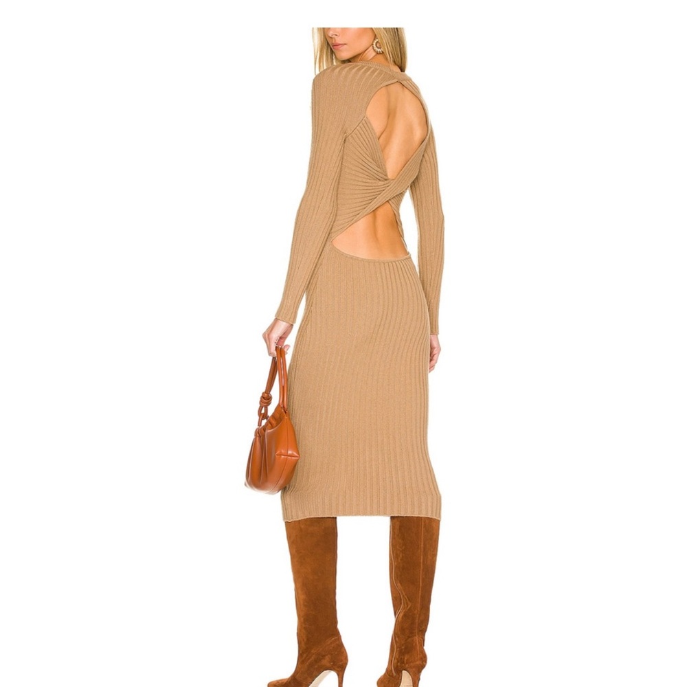 Valentina Camel Long Sleeve Knit Dress